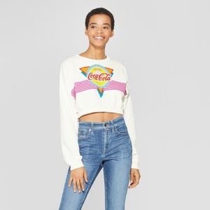 Coca‎ Cola Graphic Cropped Sweatshirt White
